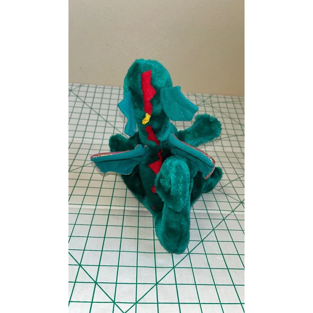 Vintage‎ 1992 Acme Dragon Plush Teal Green Yellow Iridescent Wings 12 Inch Toy
